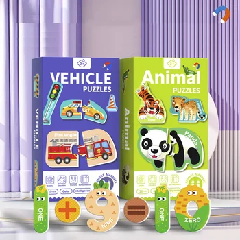 Магнитный познавательный пазл с буквами и цифрами, Наклейка на холодильник с животными, Развивающие игрушки для детей