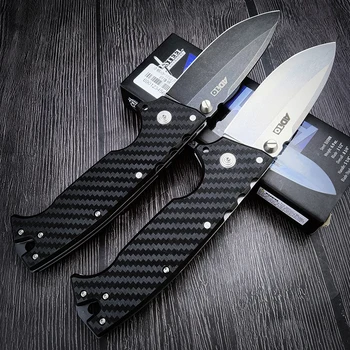 Нож для выживания Cold Steel AD-10, Многофункциональные карманные ножи, Тактический охотничий складной нож высокой твердости, ручка из нейлонового волнистого волокна