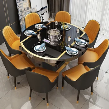 Современная складная индукционная плита для помещений, Обеденный Круглый стол, Поворотный стол, ресторан, квартира Penteadeira Мебель для дома GY50CZ